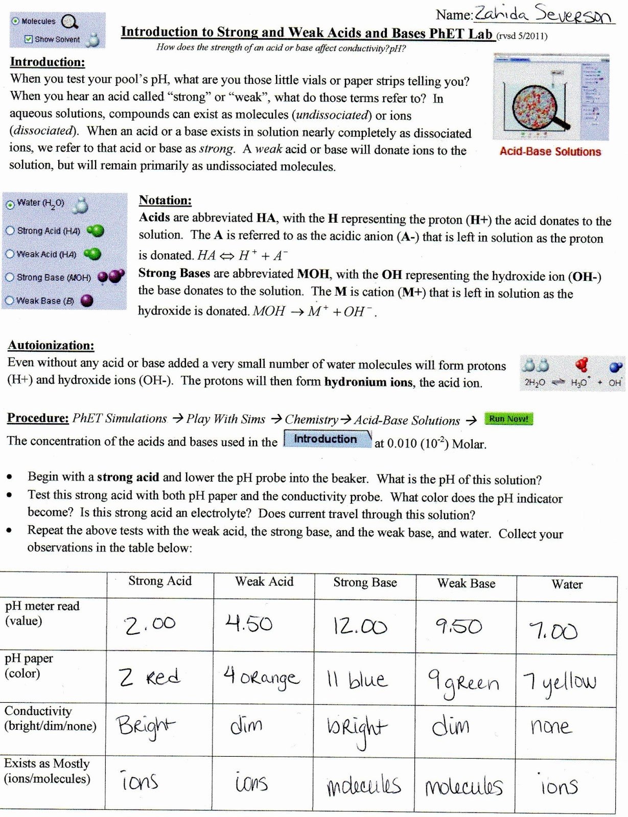 Solutions Acids and Bases Worksheet New Tester for Chem 105