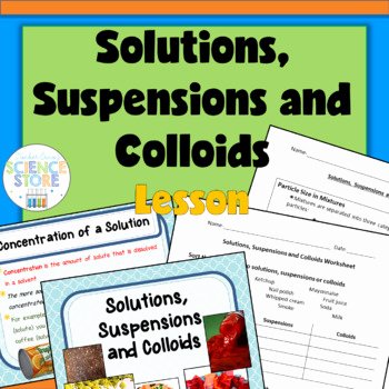 Solutions Colloids and Suspensions Worksheet Beautiful solutions Suspensions and Colloids Lesson by Teacher