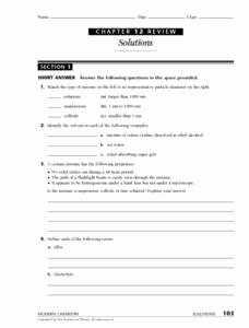 Solutions Colloids and Suspensions Worksheet Best Of Chapter 12 Review Section 1 solutions Worksheet for 9th