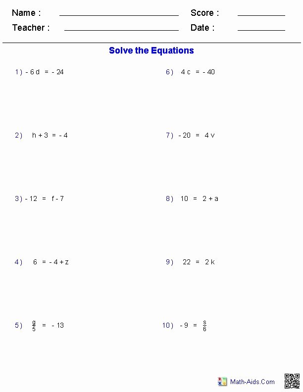 Solve 2 Step Equations Worksheet New E Step Equations Worksheets Containing Integers