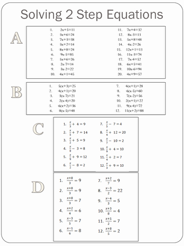 Solve 2 Step Equations Worksheet New solving 2 Step Equations by Holyheadschool Uk Teaching