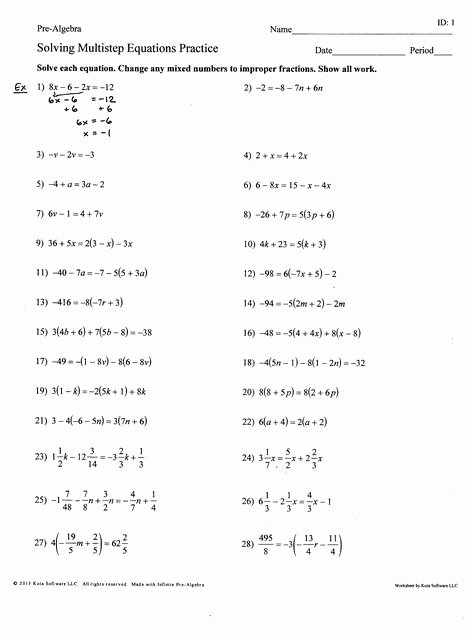 Solve 2 Step Equations Worksheet Unique 1 15 solving Multi Step Equations