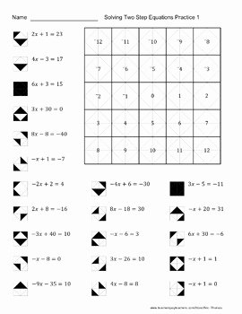 Solve 2 Step Equations Worksheet Unique solving Two Step Equations Color Worksheets Packet by Aric