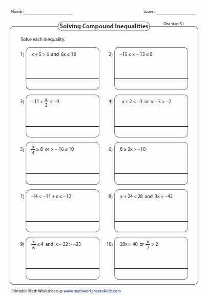 Solve and Graph Inequalities Worksheet Awesome Pound Inequalities Worksheets