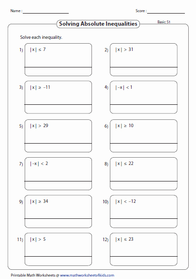 Solve and Graph Inequalities Worksheet Unique Absolute Value Inequalities Worksheets