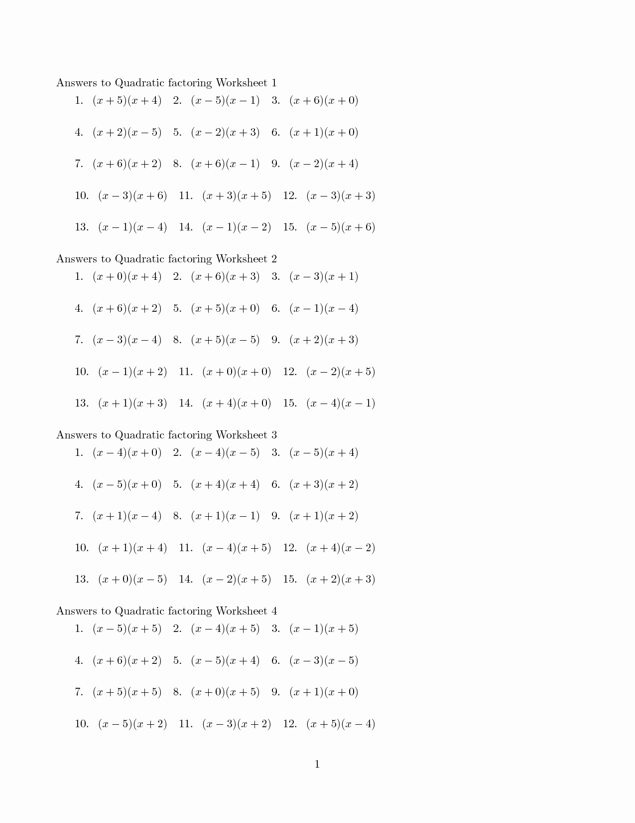 50 Solve By Factoring Worksheet