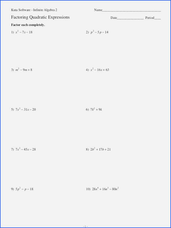 50 Solve By Factoring Worksheet