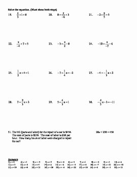 Solve Equations with Fractions Worksheet Awesome Holt Algebra 2 2a solving Two Step Equations Easy