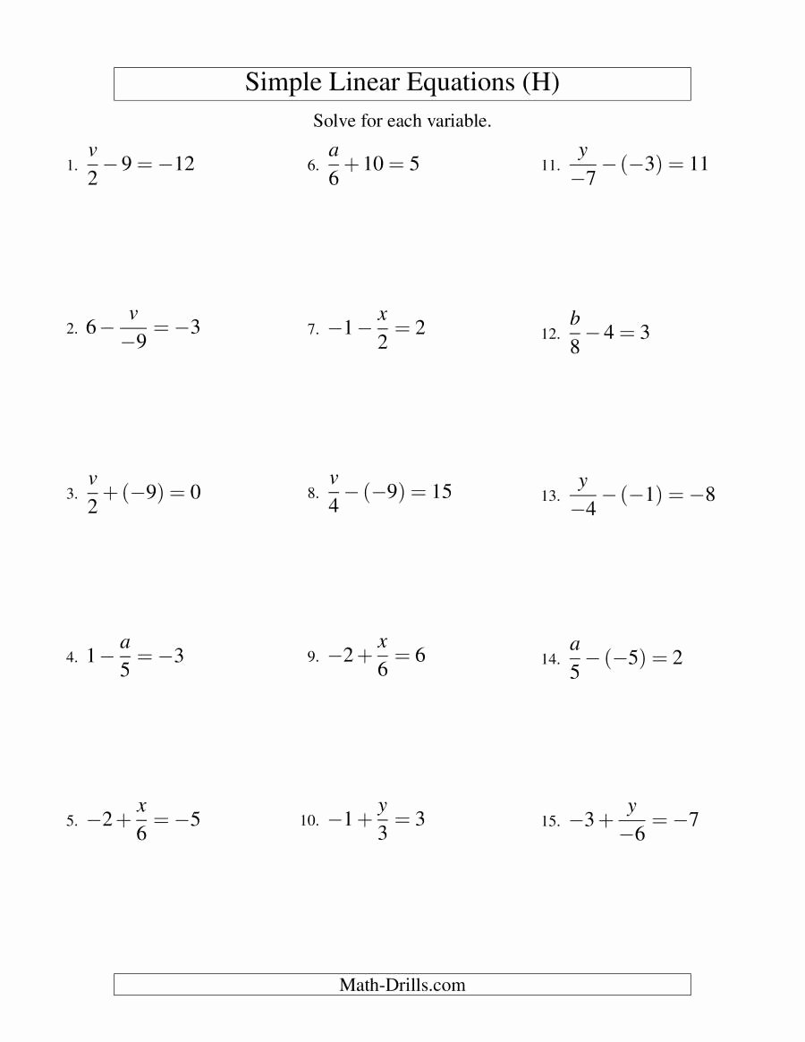 50 Solve Equations With Fractions Worksheet