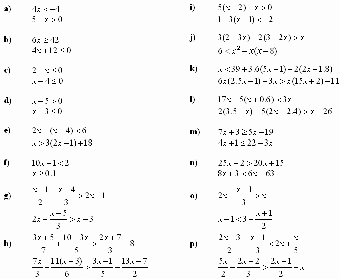 Solve Linear Inequalities Worksheet Beautiful Math Exercises &amp; Math Problems Systems Of Linear