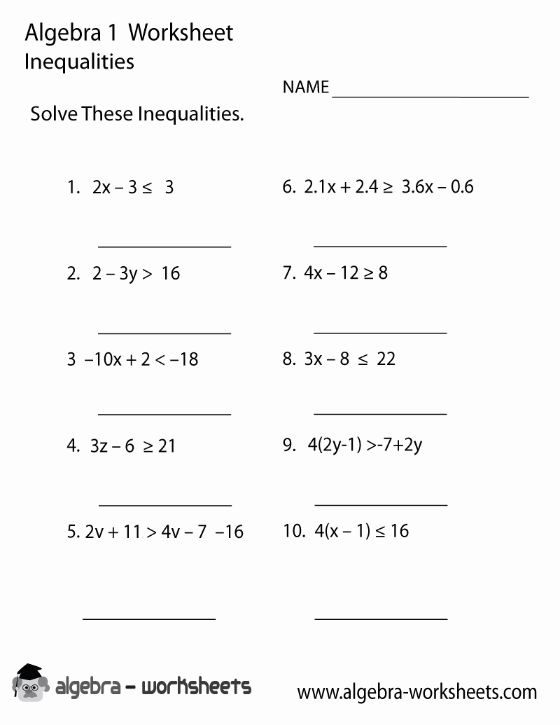 Solve Linear Inequalities Worksheet Best Of Inequalities Worksheet