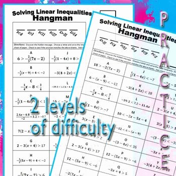 Solve Linear Inequalities Worksheet Fresh Inequalities Hangman solve Multi Step Inequalities