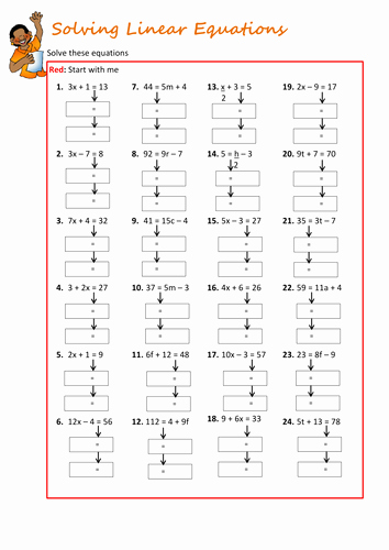 Solve Linear Inequalities Worksheet New solving Linear Equations Worksheet by Floppityboppit