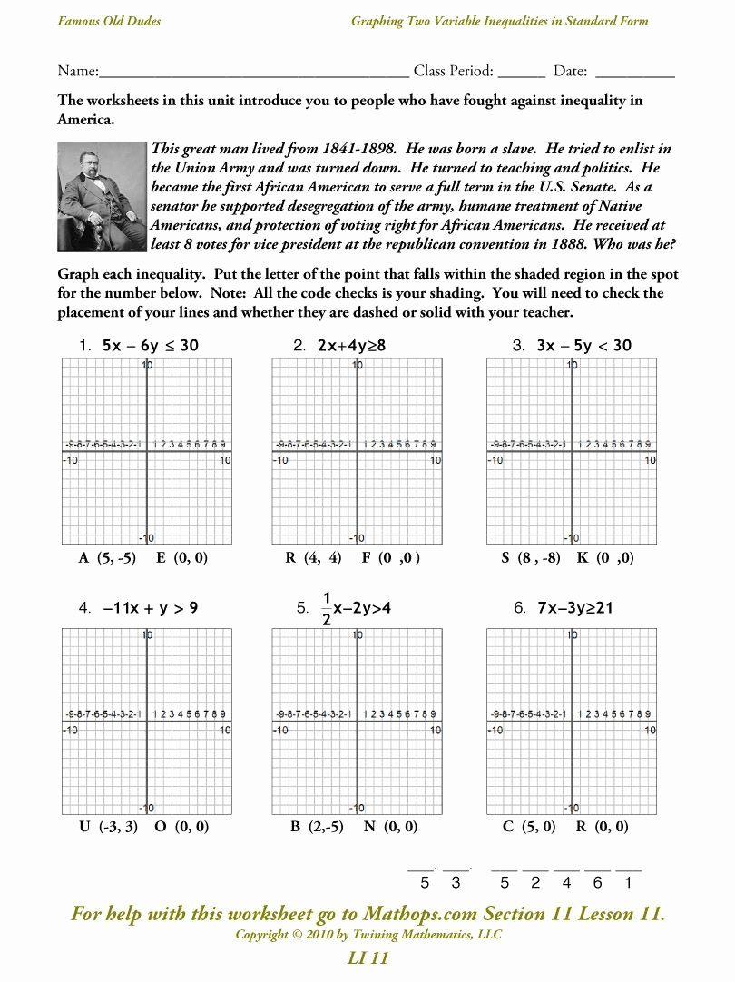 Solve Linear Inequalities Worksheet Unique Two Variable Inequalities In Standard form Free Puzzle