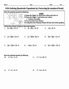 Solve Quadratics by Factoring Worksheet Best Of Holt Algebra 9 5a solving Quadratic Equation by Factoring