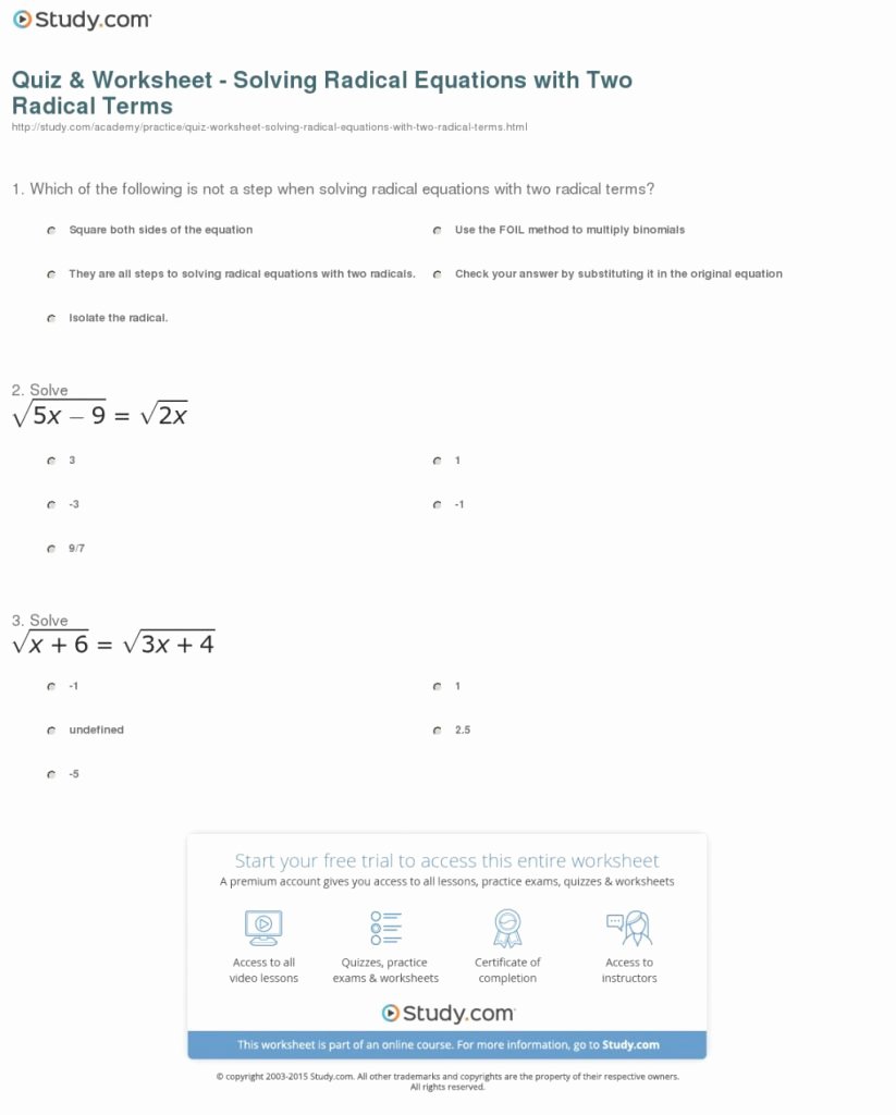 Solve Radical Equations Worksheet Lovely 7 Simple solve Radical Equations Worksheet for Students
