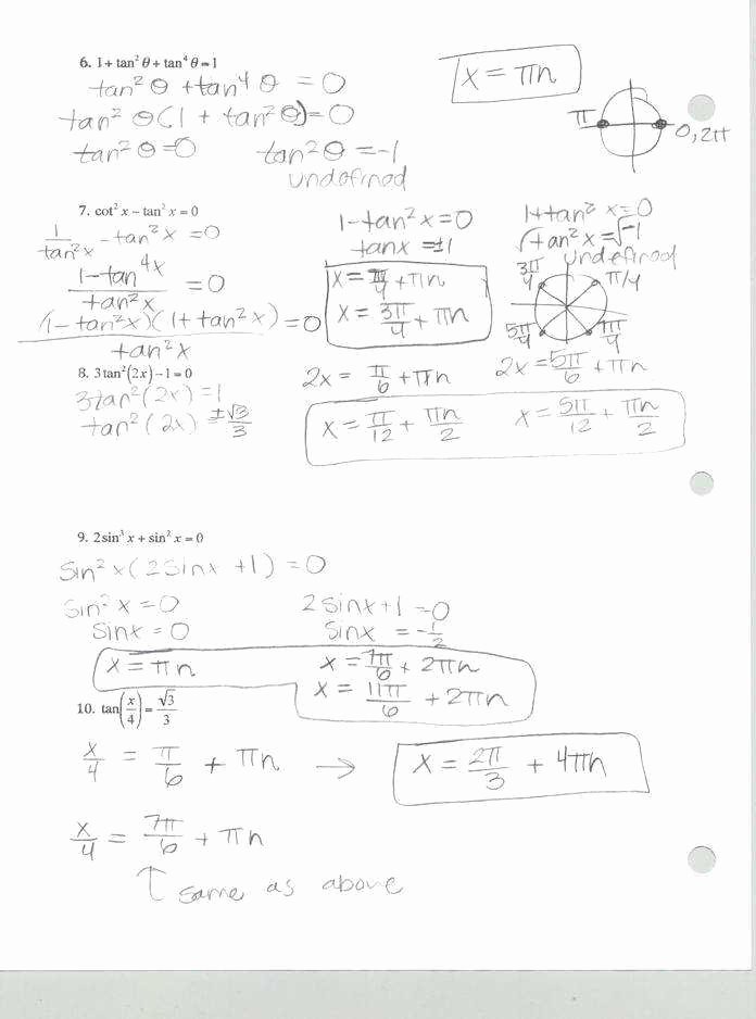 Solve Trig Equations Worksheet Elegant solving Trigonometric Equations Worksheet
