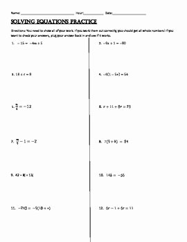 Solve Two Step Equations Worksheet Awesome solving 1 2 and Multi Step Equations Practice by Christy