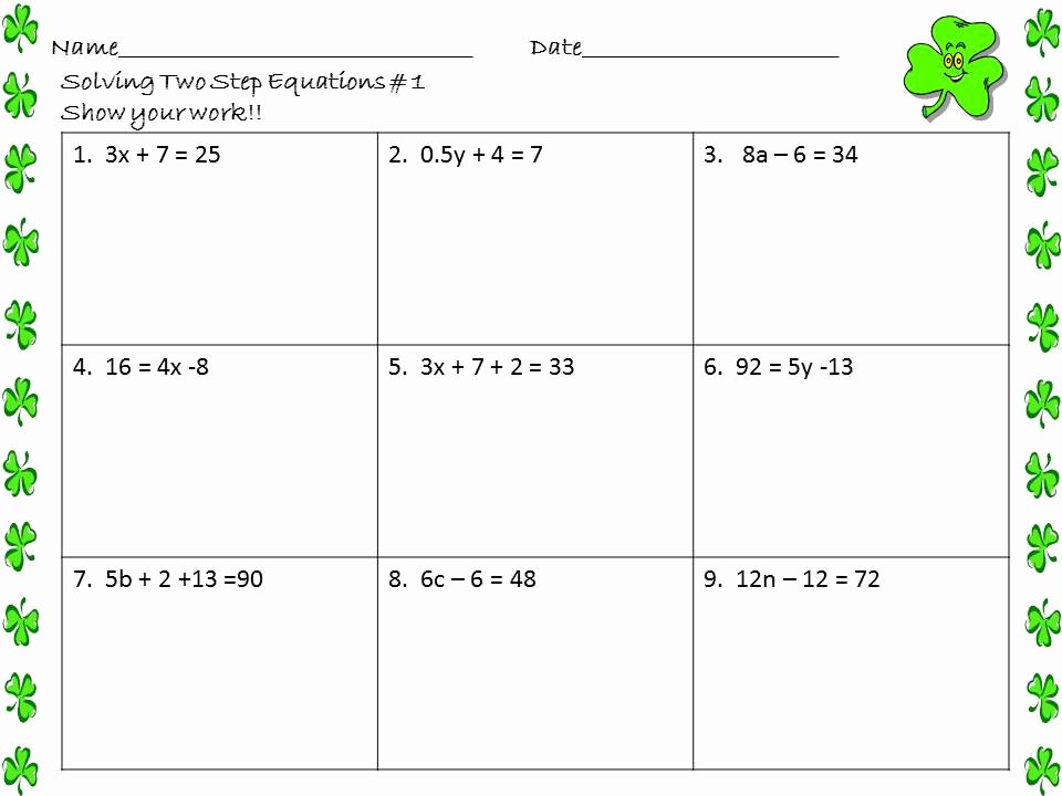 Solve Two Step Equations Worksheet Beautiful Math Central solving Two Step Equations