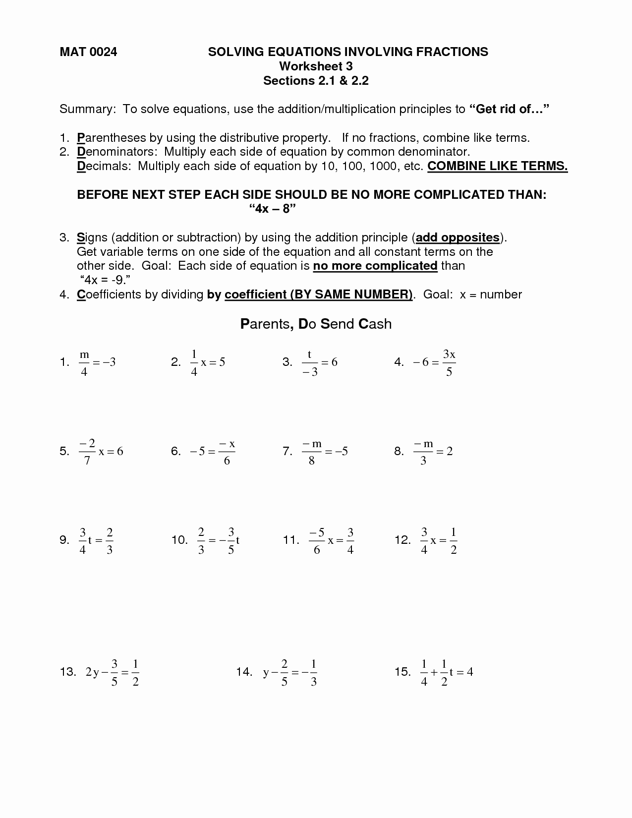 Solve Two Step Equations Worksheet Elegant 14 Best Of Multi Step Equations Worksheets with