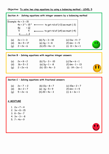 Solve Two Step Equations Worksheet Lovely solve Equations with Brackets by Balancing by Aingarth