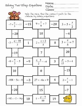 Solve Two Step Equations Worksheet Luxury solving Two Step Equations Maze by Ayers Math Flairs