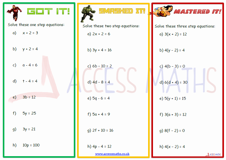 Solve Two Step Equations Worksheet Unique All Categories Access Maths