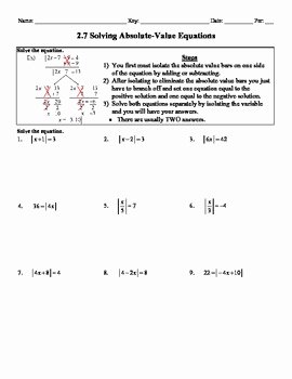 Solving Absolute Value Equations Worksheet Awesome Holt Algebra 2 7 solving Absolute Value Equations