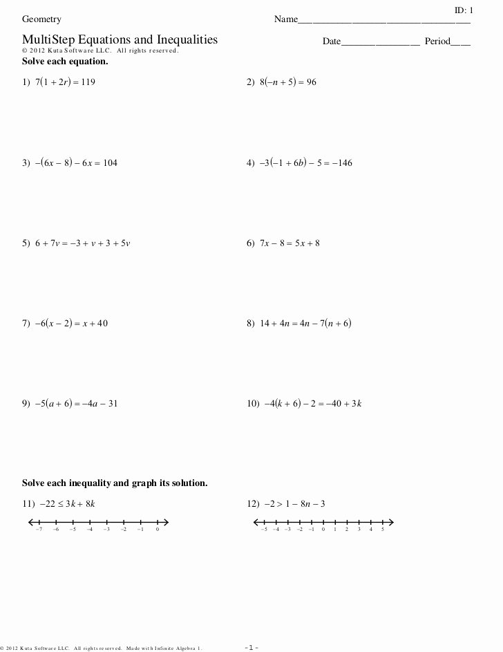 Solving Equations and Inequalities Worksheet Beautiful Multistep Equations and Inequalities 3sets Pdf