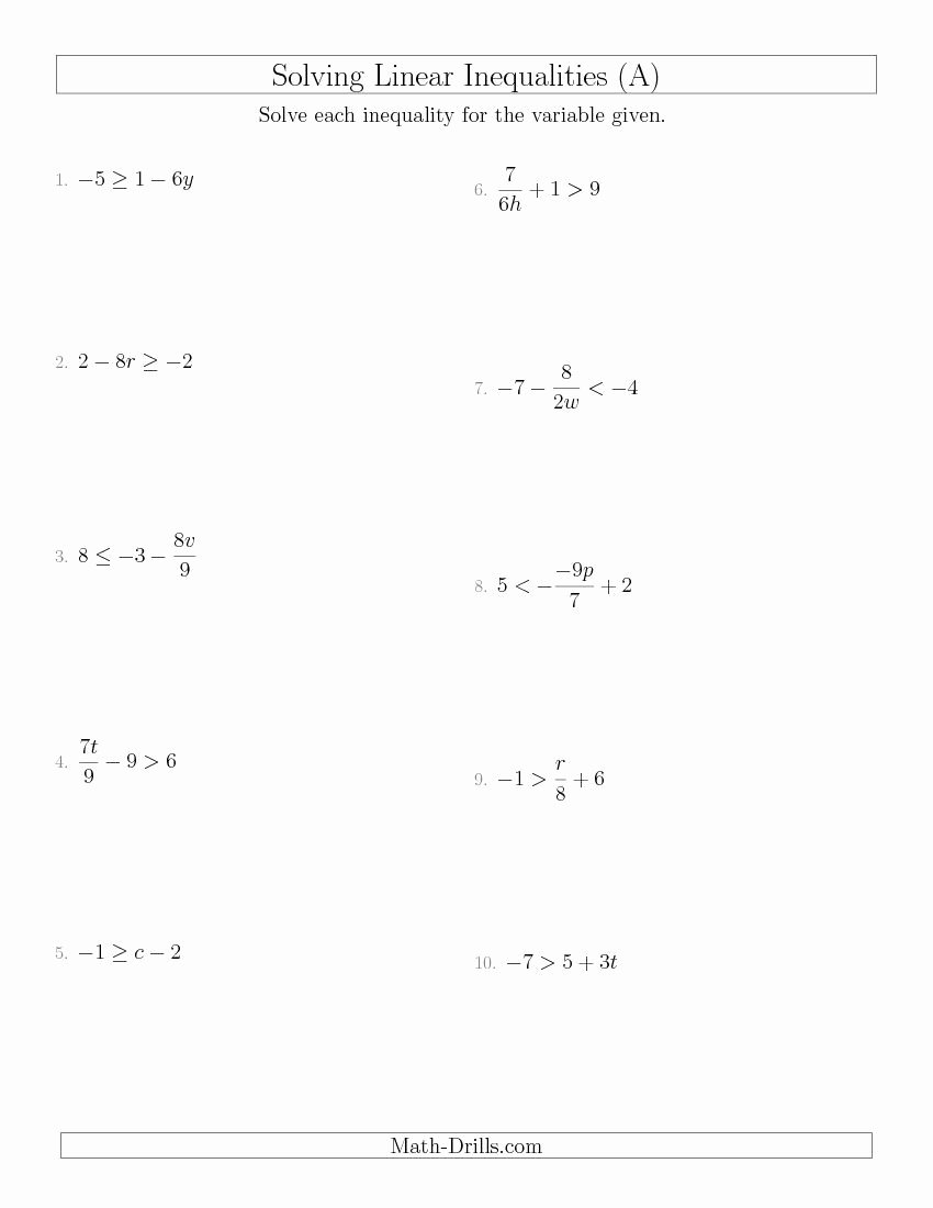 Solving Equations and Inequalities Worksheet Lovely New 2015 03 18 solving Linear Inequalities Mixed