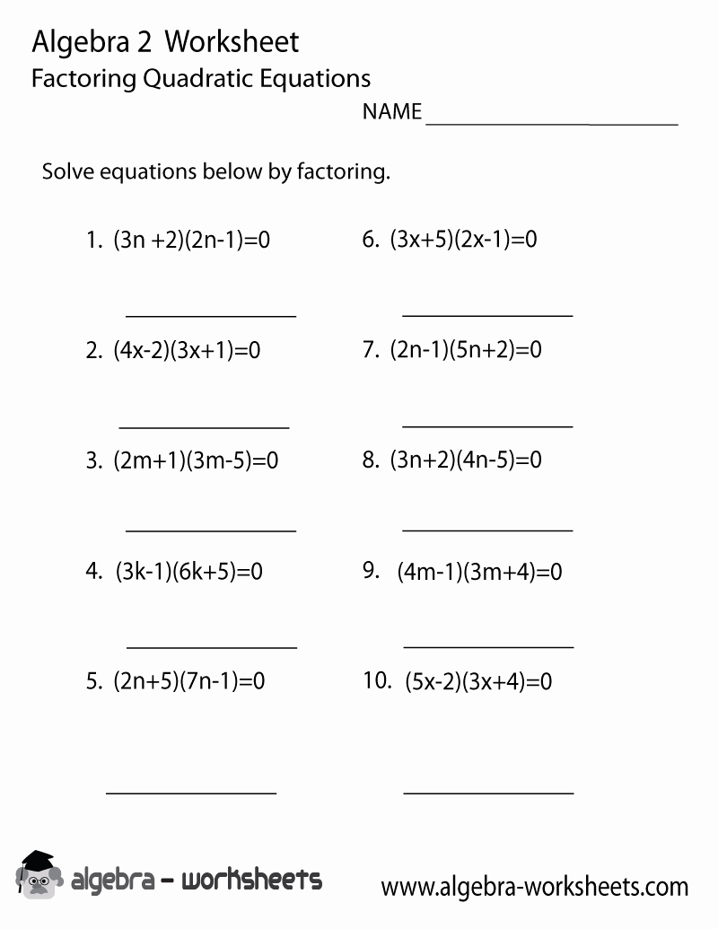Solving Equations by Factoring Worksheet Beautiful Print the Free Quadratic Factoring Algebra 2 Worksheet