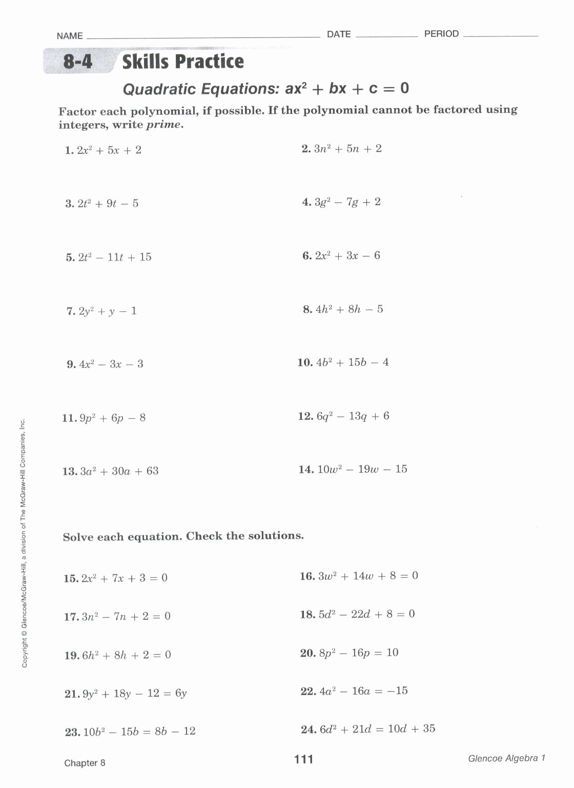 Solving Equations by Factoring Worksheet Luxury Quadratic formula Worksheet Yahoo Image Search Results