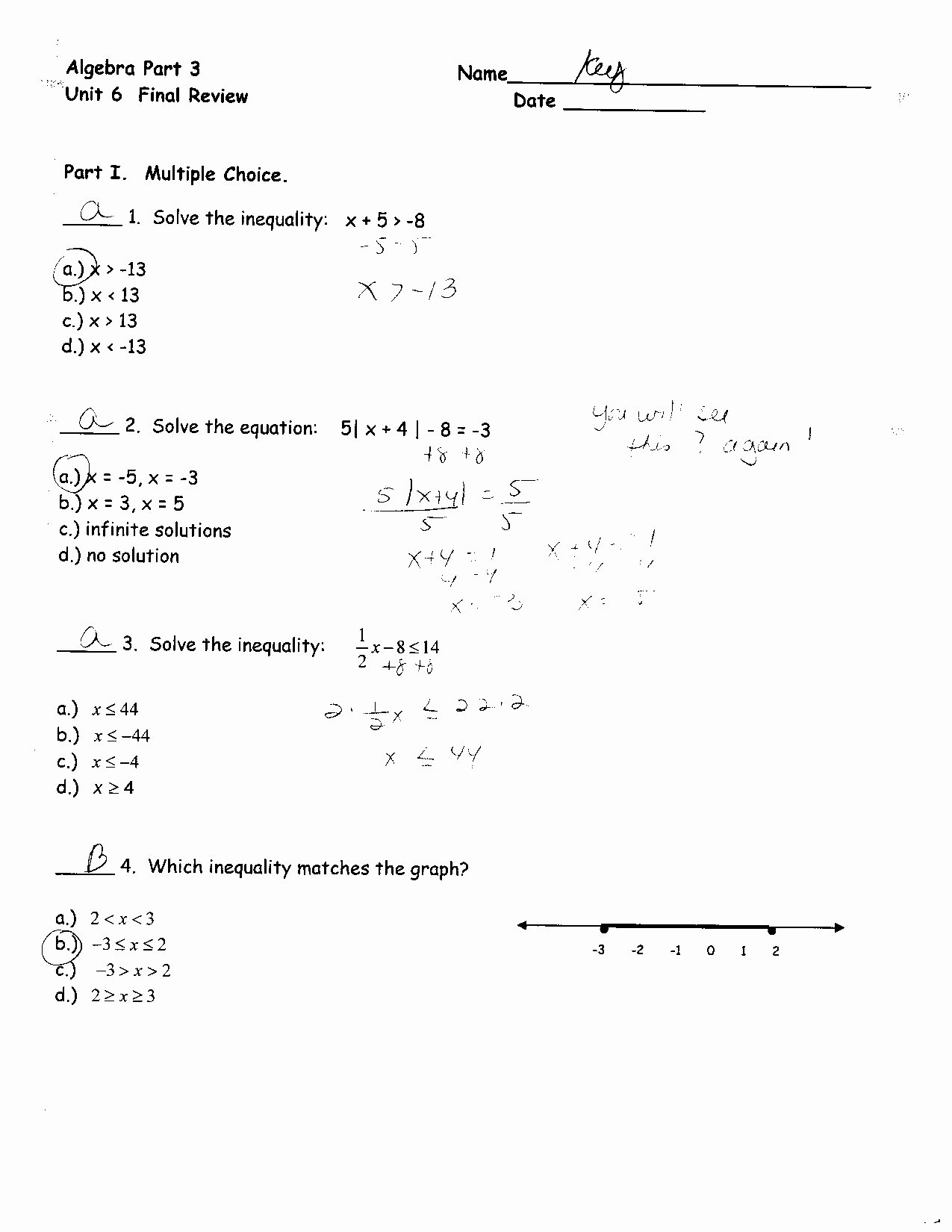 Solving Equations Review Worksheet Awesome Unit 6 Test Study Guide Systems Equations Answers