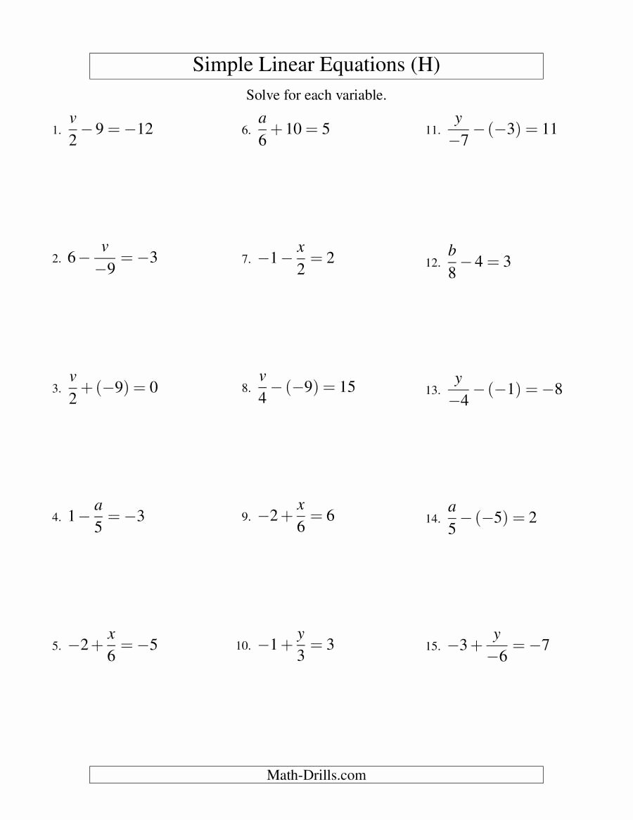Solving Equations with Fractions Worksheet Fresh solving Linear Equations with Variables Both Sides