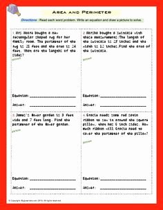 Solving Equations Word Problems Worksheet Lovely area and Perimeter Word Problems Free In Laura Candler S