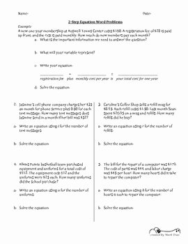 Solving Equations Word Problems Worksheet Unique Two Step Equation Word Problem Practice by Mark Diaz