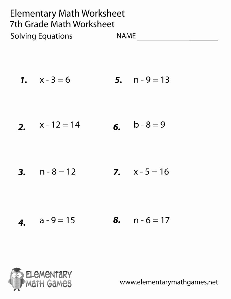 Solving Equations Worksheet Pdf Awesome Seventh Grade solving Equations Worksheet