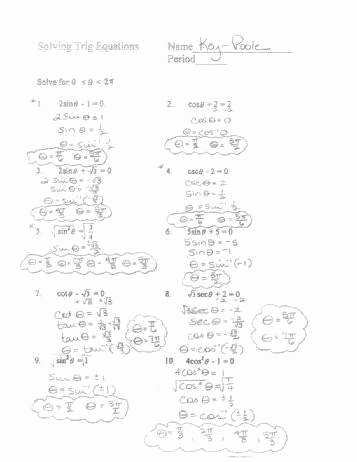 Solving Equations Worksheet Pdf Awesome solving Trigonometric Equations Worksheet
