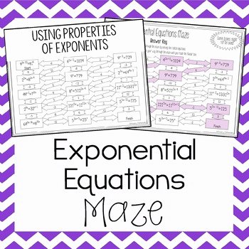 Solving Exponential Equations Worksheet Elegant Exponential Equations Maze My Tpt Items