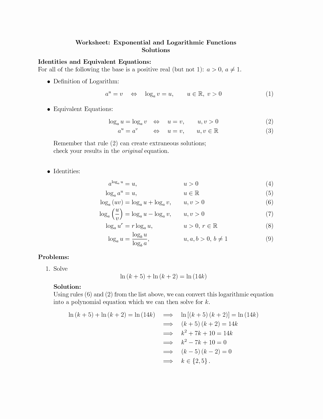 Solving Exponential Equations Worksheet Inspirational solve Logarithmic Equations Kuta Tessshebaylo