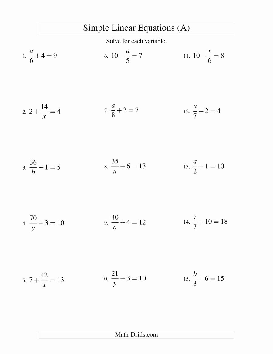 Solving for Y Worksheet Awesome solving Linear Equations Mixture Of forms X A ± B = C