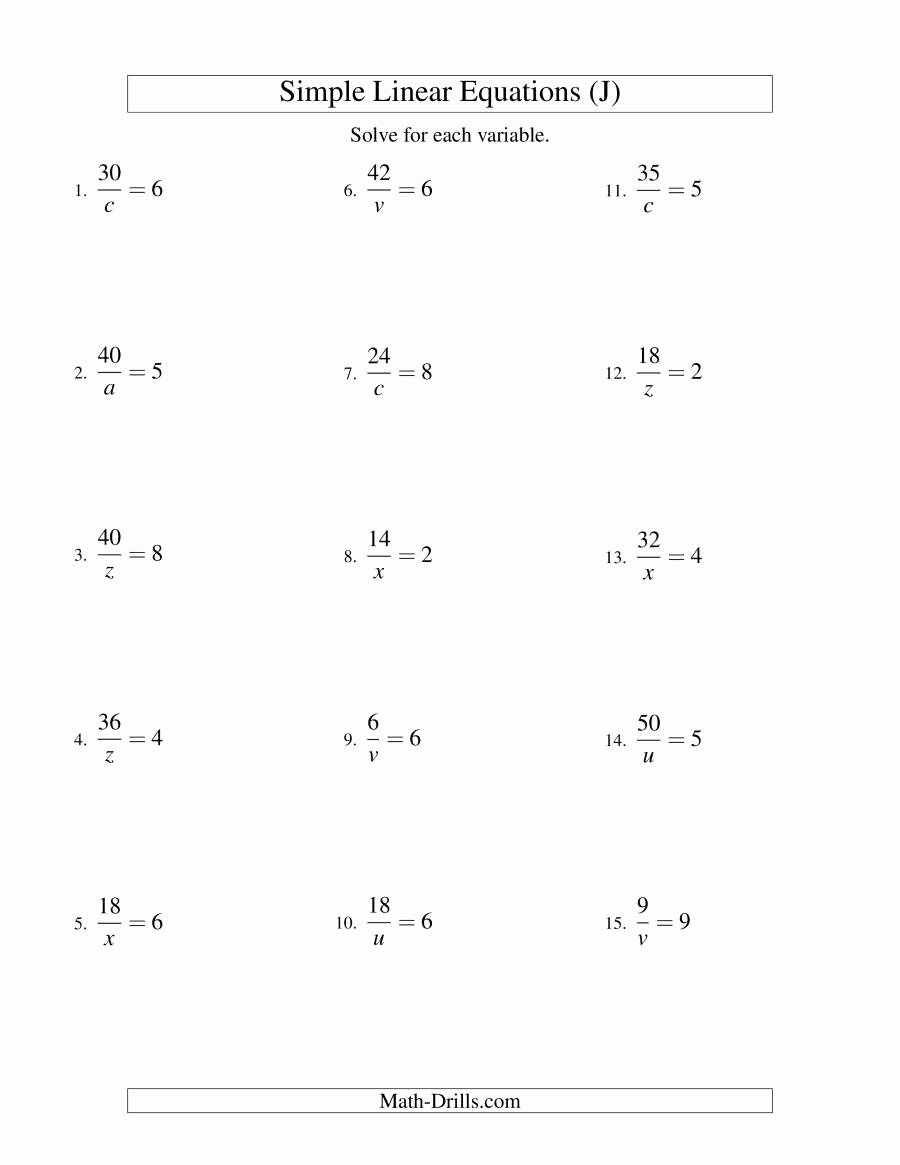 Solving for Y Worksheet Beautiful solving Linear Equations form A X = C J