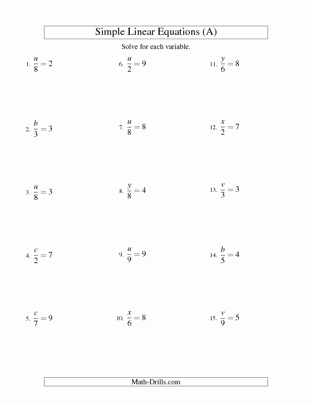 Solving for Y Worksheet Best Of solving Linear Equations form X A = C A