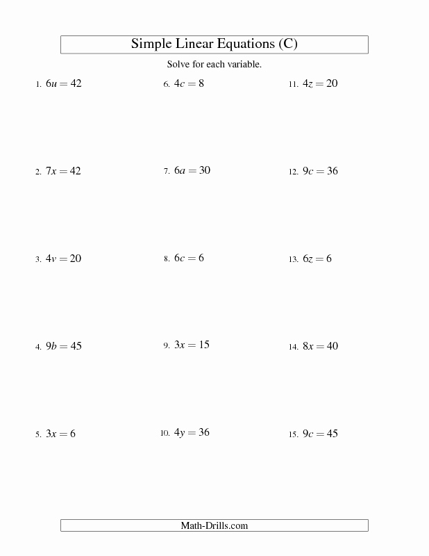 50 Solving Linear Equations Worksheet Pdf