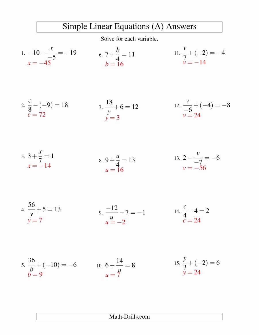 50 Solving Linear Equations Worksheet Pdf