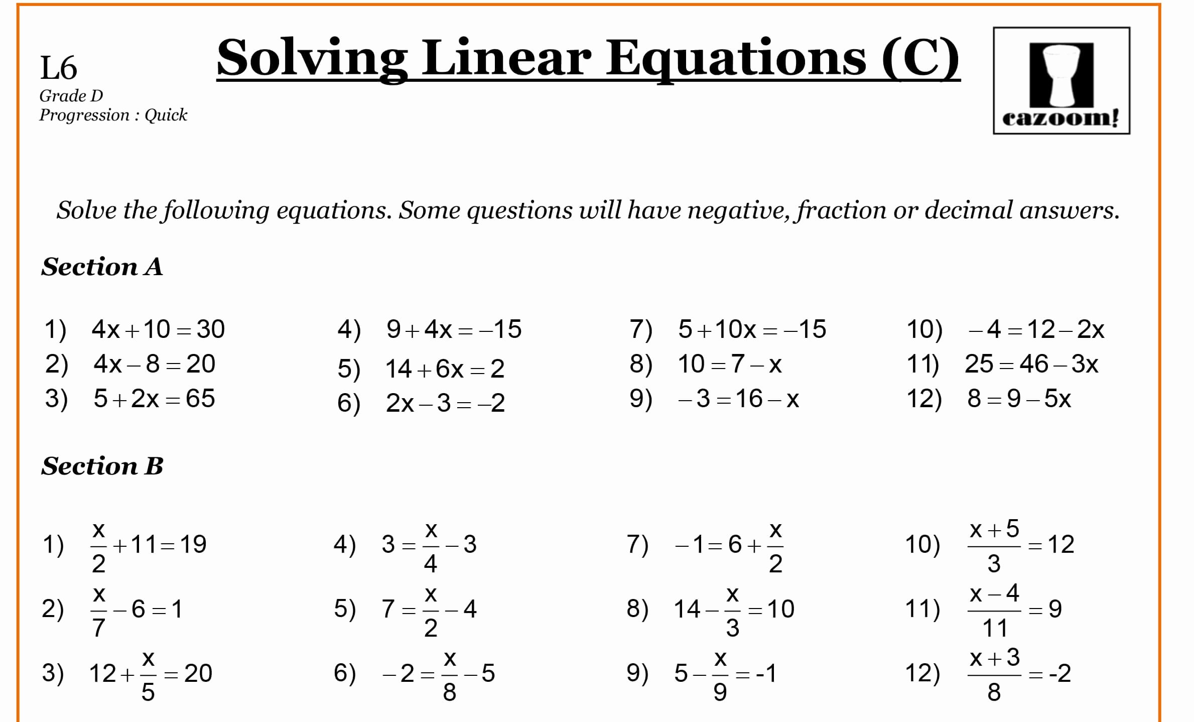 50 Solving Linear Equations Worksheet Pdf