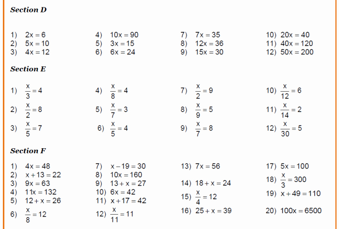 Solving Linear Equations Worksheet Pdf Fresh solving Linear Equations Worksheets From Level 4 7 for Ks3