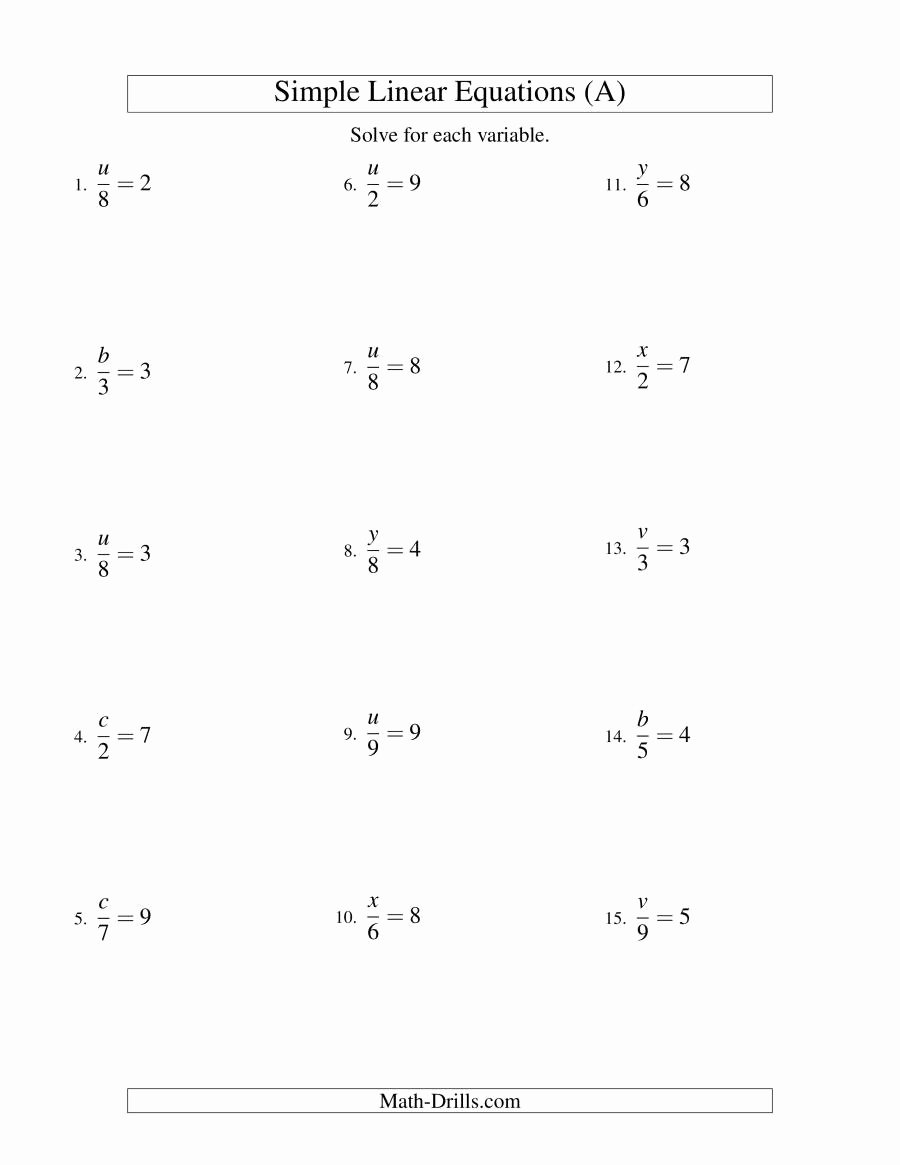 Solving Linear Equations Worksheet Pdf Inspirational solving Linear Equations form X A = C All