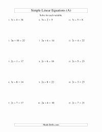 Solving Linear Equations Worksheet Pdf Lovely solving Linear Equations form Ax B = C A Algebra