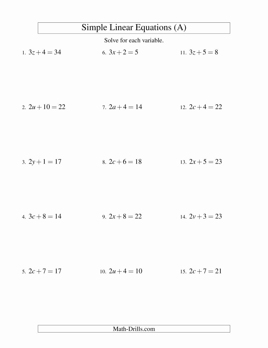 50 Solving Linear Equations Worksheet Pdf